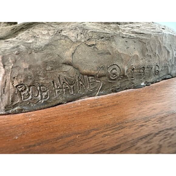 Vintage Bison Sculpture Bob Haynes '76 Western Cowboy Bronze Decor Statue Signed - Picture 6 of 13